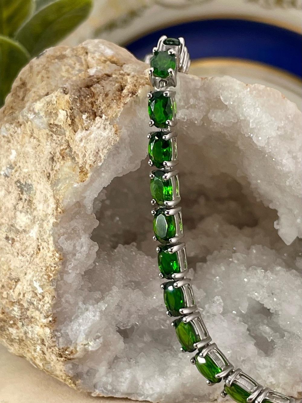 Kenya Tsavorite Tennis Bracelet  7" 14k white Gold on Sterling silver. 13.52ct
